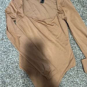 Women's Camel Long Sleeve Bodysuit